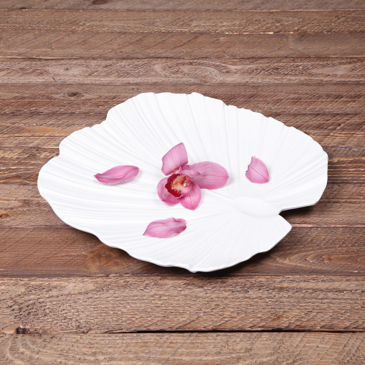 Melamine Large Palm Leaf Platter - White