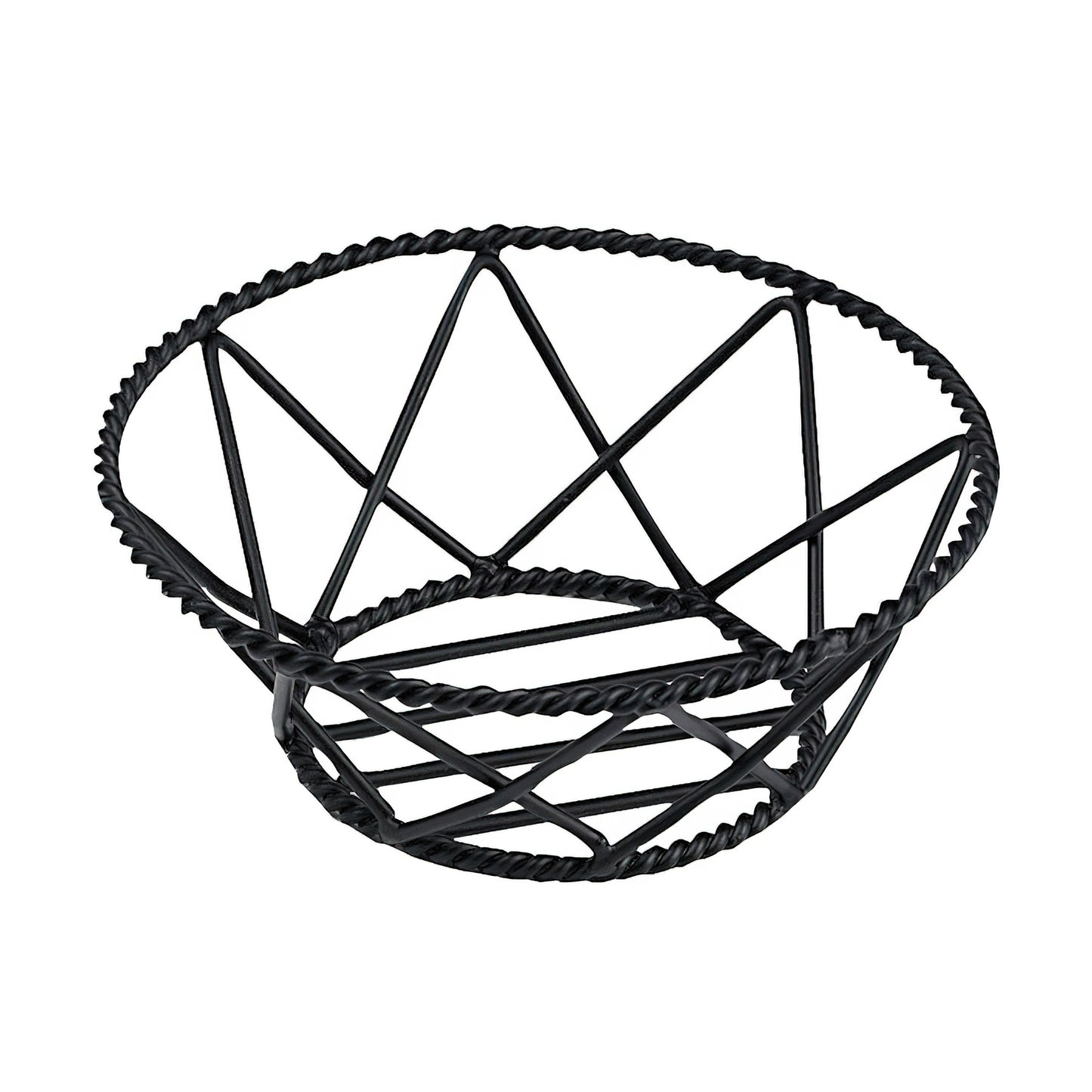 Round Braided Rim Metal Wire Basket