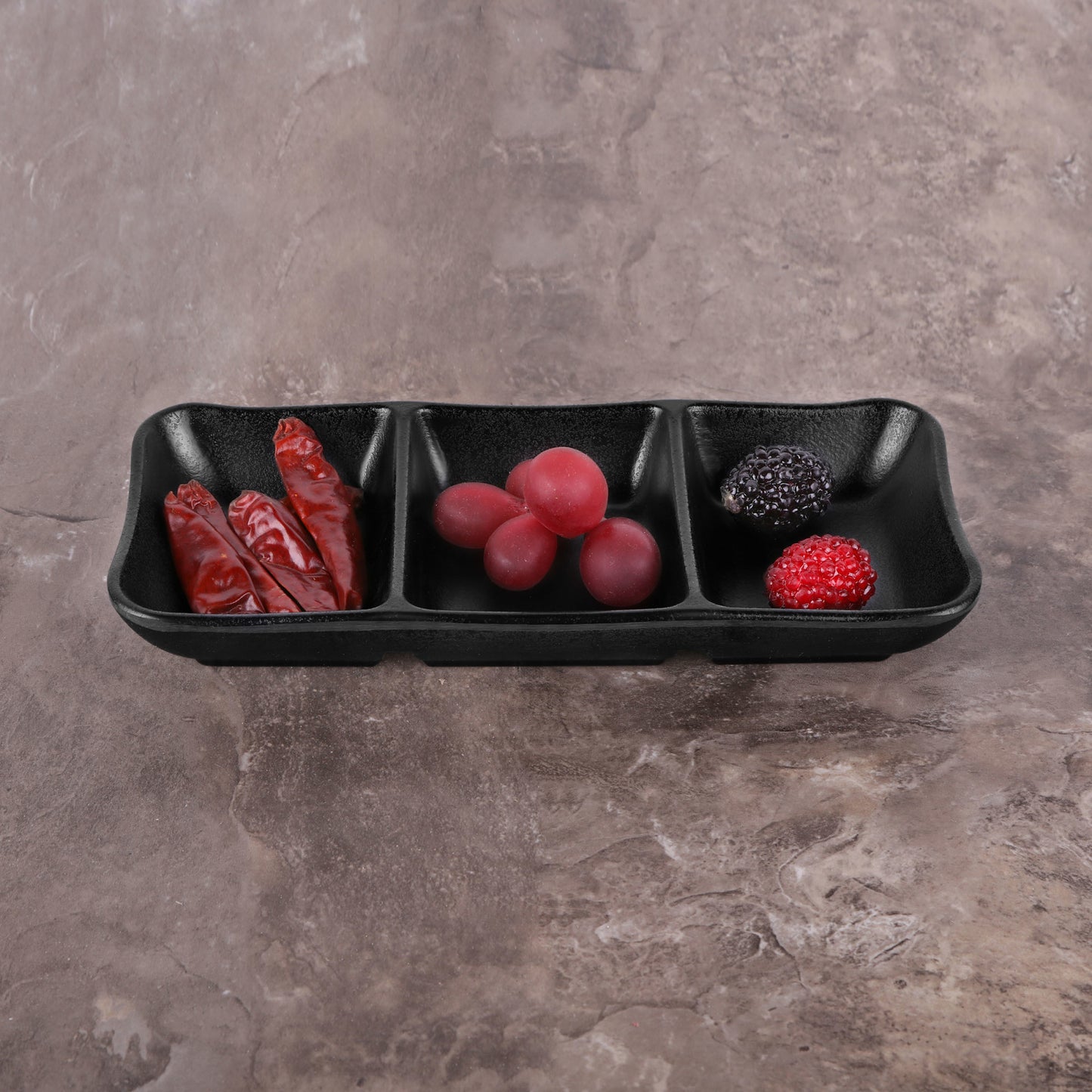 Melamine 3 Compartment Tray - Black