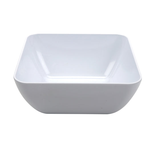12 oz. Melamine, White, Square Soup, Salad, Pasta Nappie Bowl with Rounded Corners, (12.5 oz. rim-full), 2" Deep, G.E.T. Midtown (12 Pack)