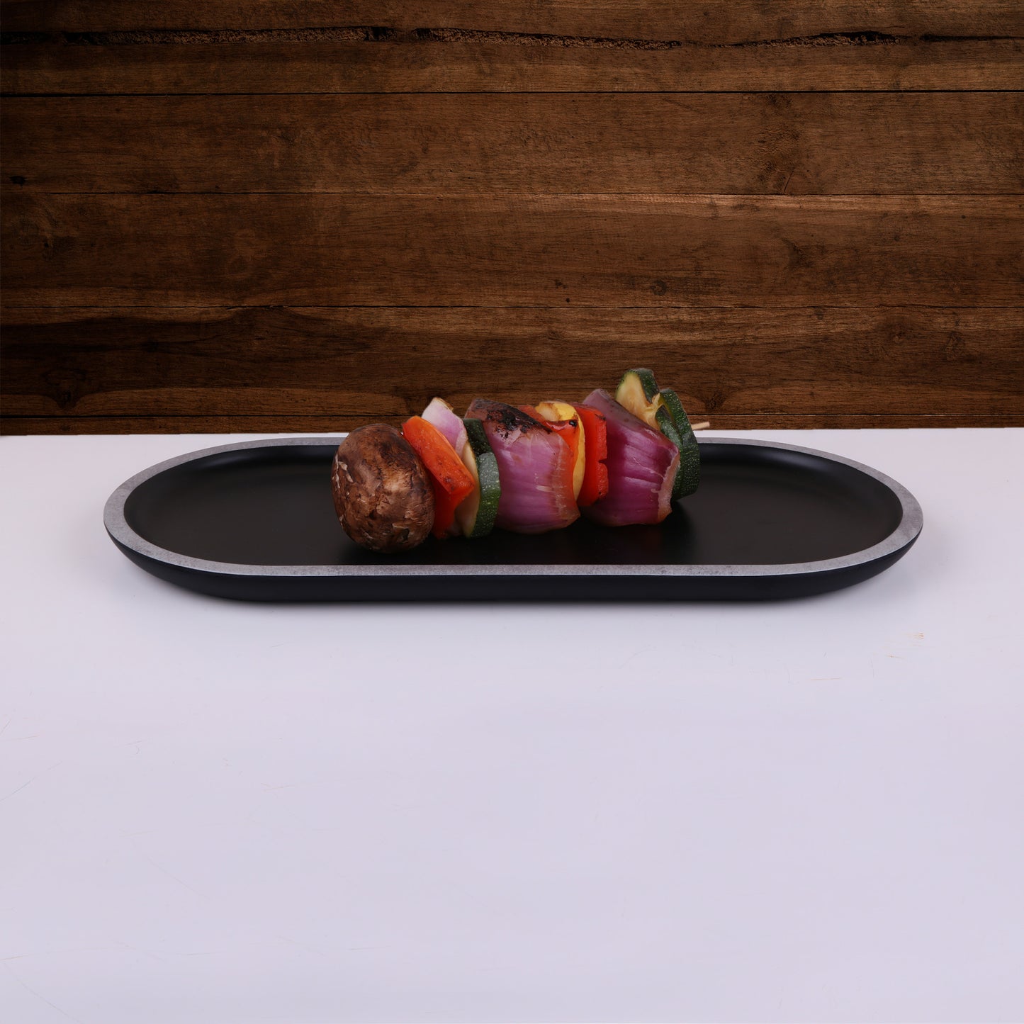 Melamine Oval Plate - Black w/ Silver Decal