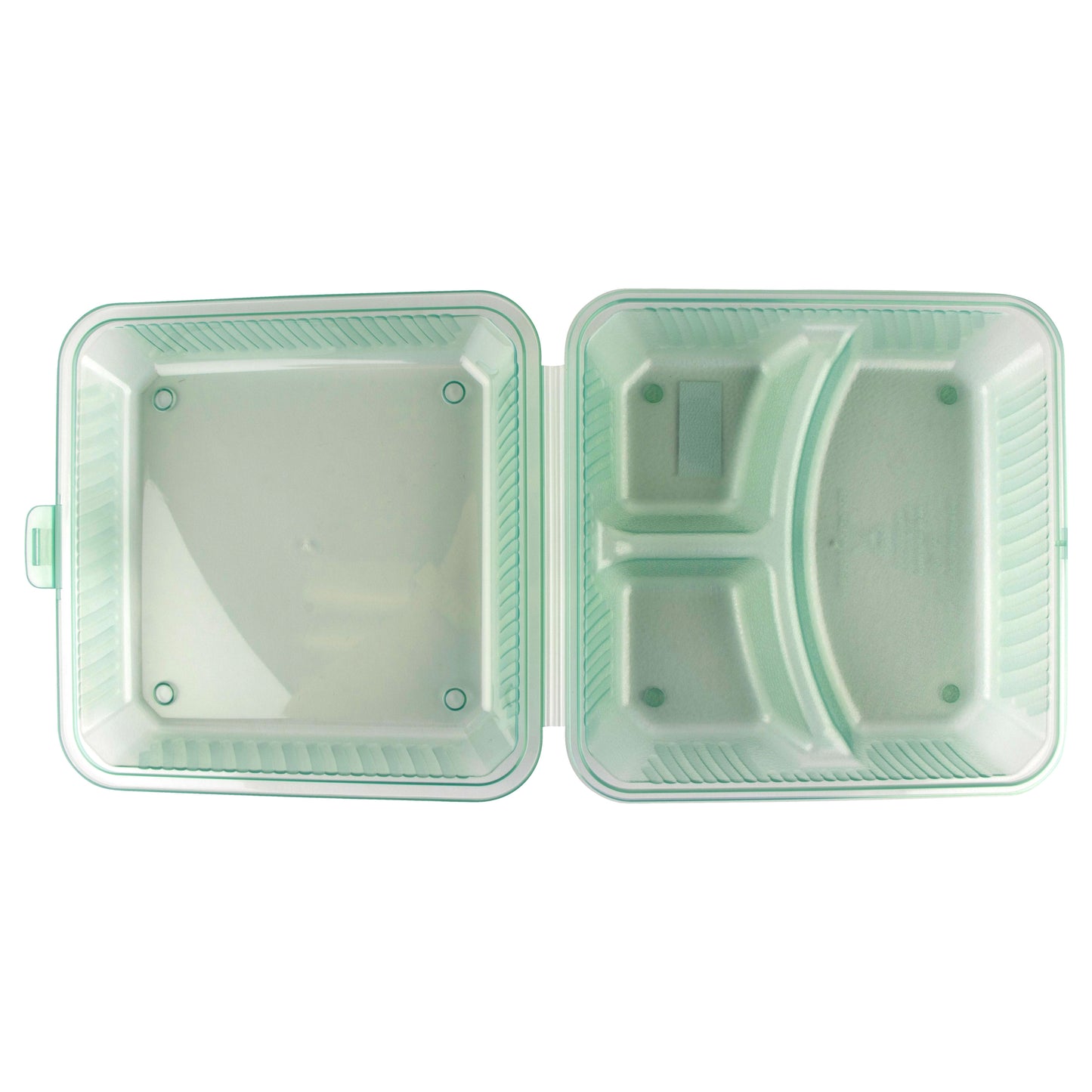 3-Compartmant Polypropylene, Jade, Food Reusable Container, 9" L x 9" W x 2.25" H, 1.5" H for food compartment, G.E.T. Eco-Takeout's (Set of 4 ea.)