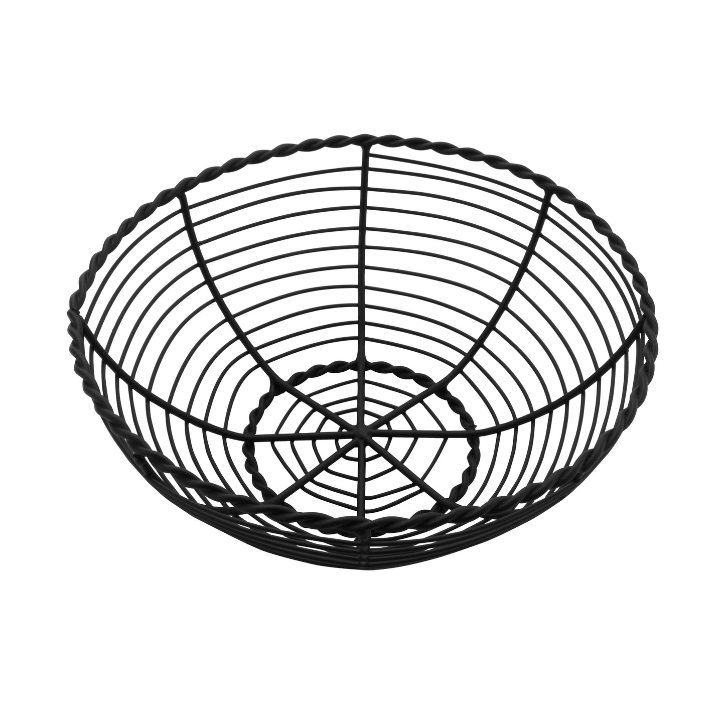 8" Round Black Wire Basket, 3" Deep