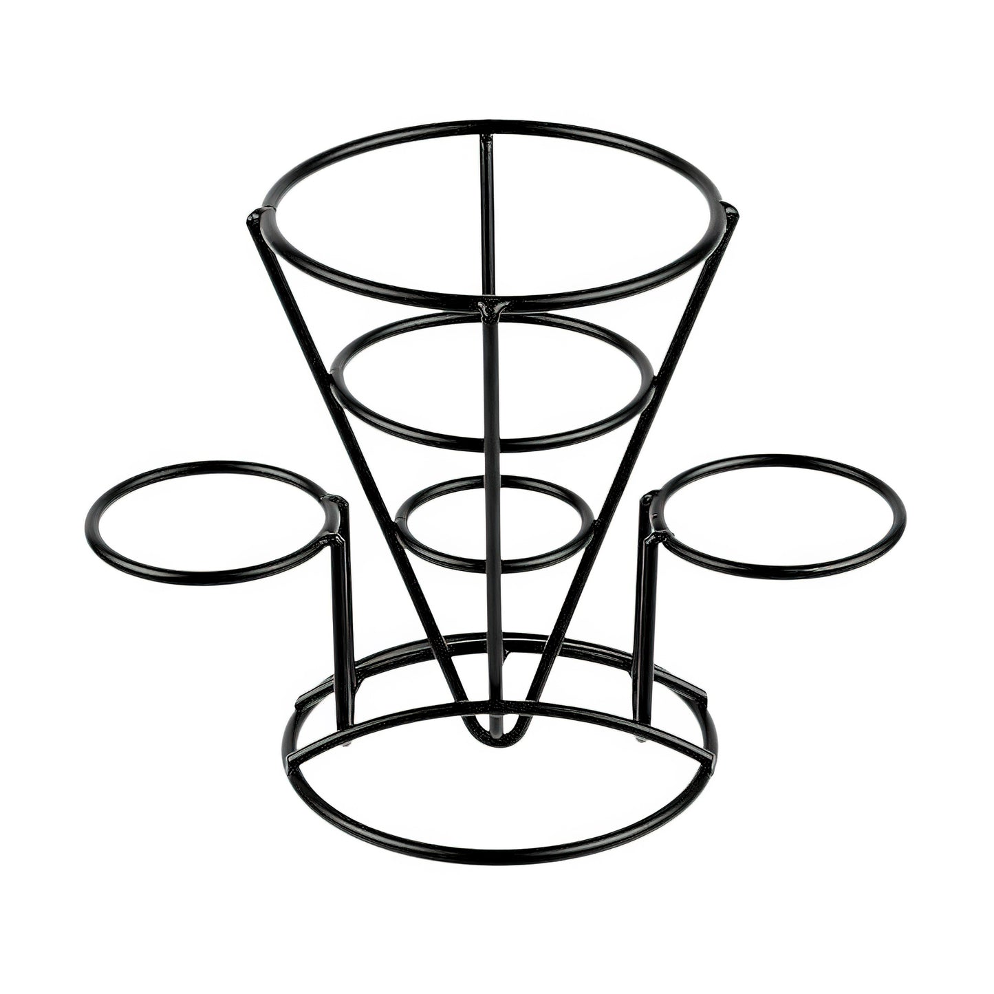 Metal Cone French Fry Holder with Two Sauce Cup Holders