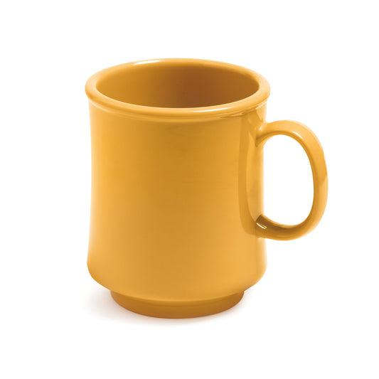 8 oz. Tritan, Tropical Yellow, Stacking Mug with Handle, (10 oz. rim-full), 3" Top Dia., (4" Top Dia. with Handle), 3.72" Tall, 3.5" Deep, G.E.T. Cups & Mugs (12 Pack)