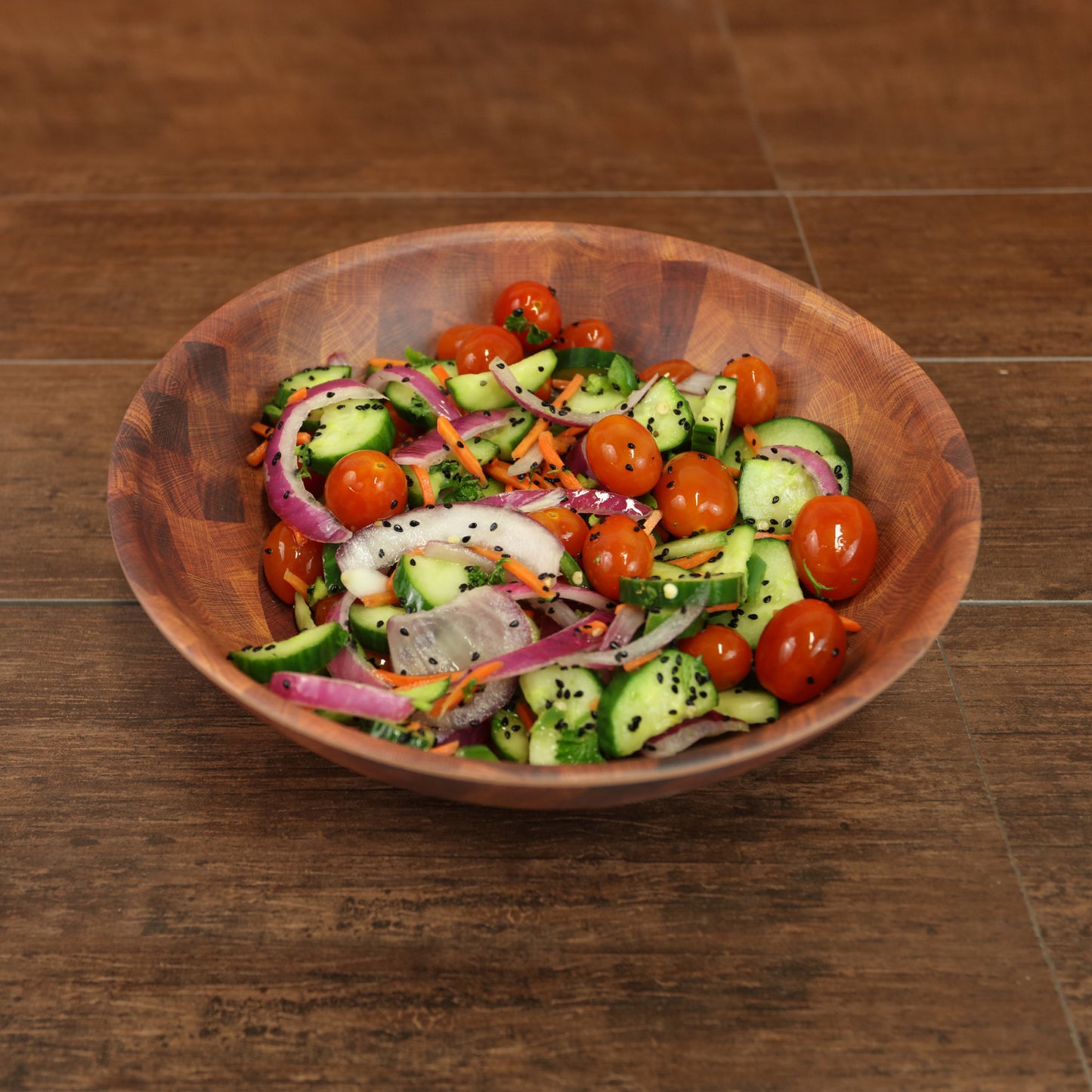 Melamine Round Bowl - Checkered Wood