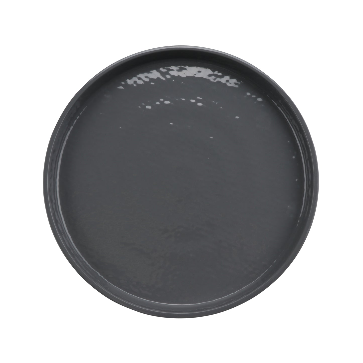 9" Round Edged Melamine Dinner Plate, Glossy Gray inside/ Black Matte outside, GET. Roca. (12 Pack)