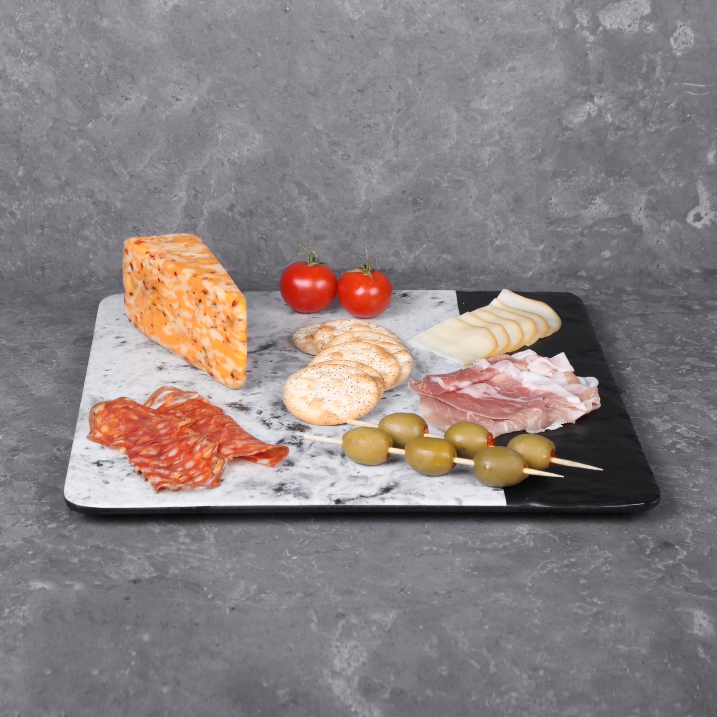 Melamine Square Serving Board - Black, Horizon Marble