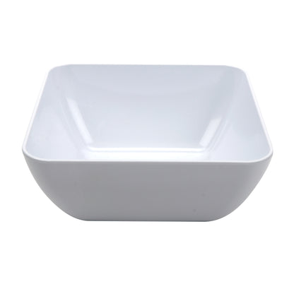 3 qt. Melamine, White, Square Large Display Bowl with Rounded Corners, (3.1 qt. rim-full), 2.75" Deep, G.E.T. Midtown