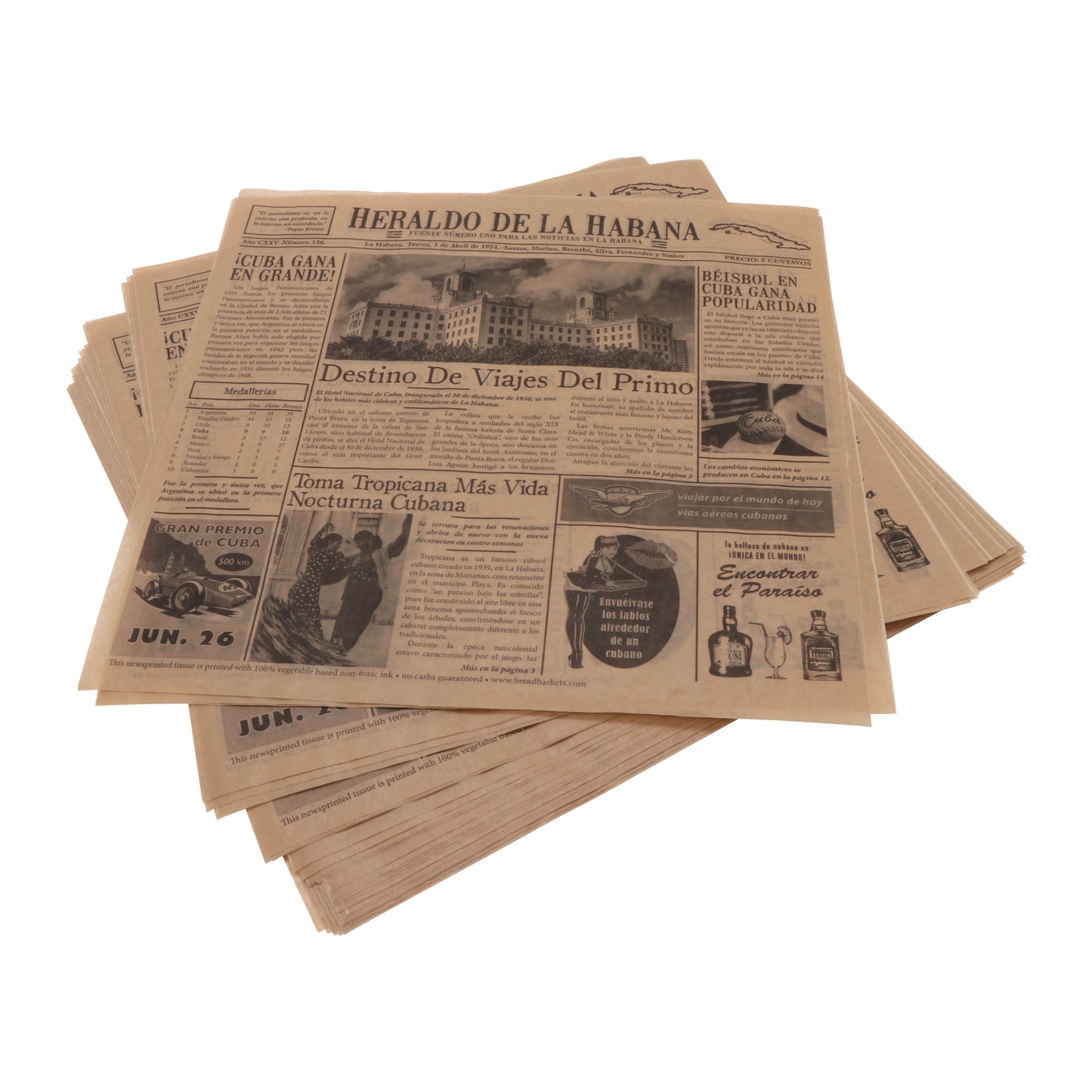 Wax-Coated Newspaper Theme Food Basket Liner / Deli Wrap Pap