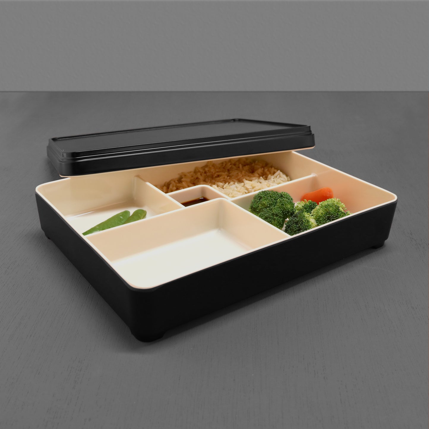 Melamine Two-Tone Bento Box - Ebony Outside, Sand Inside