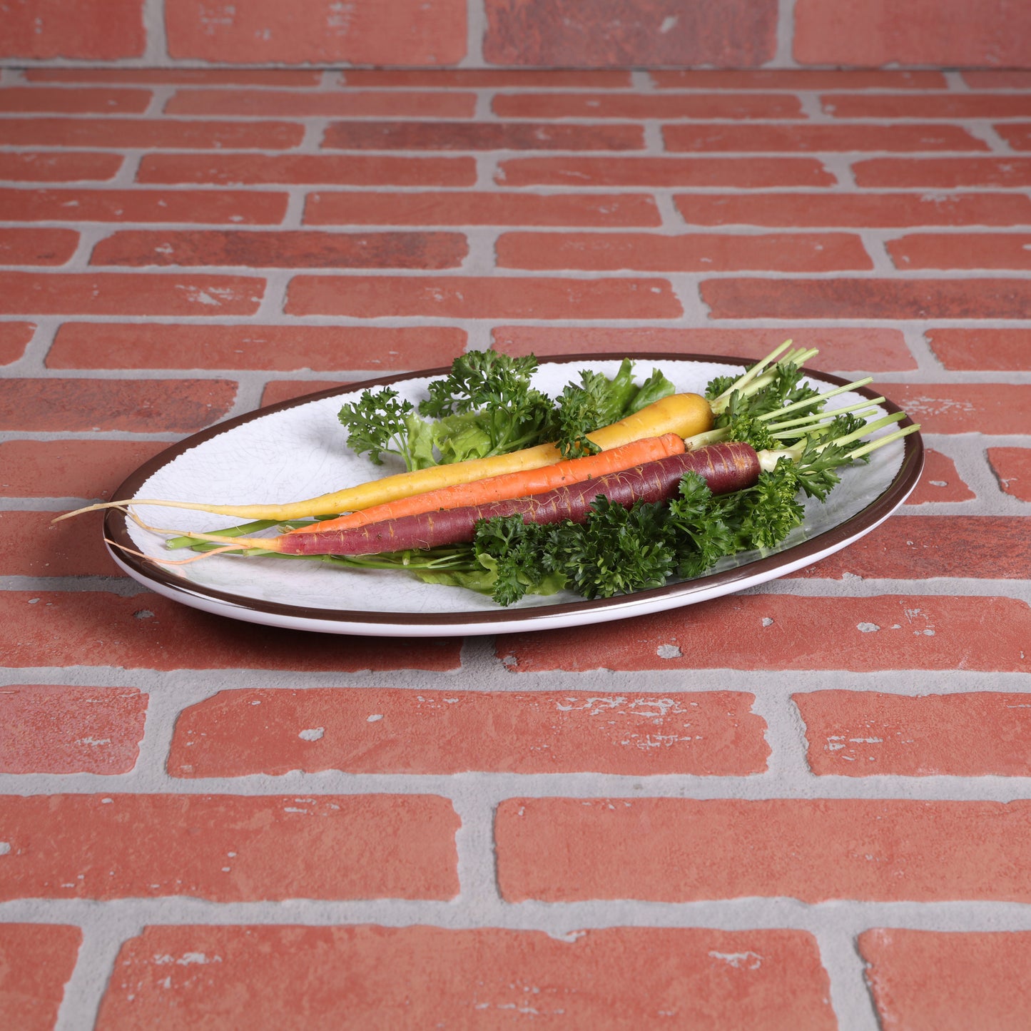 Melamine Oval Crackle Plate - White