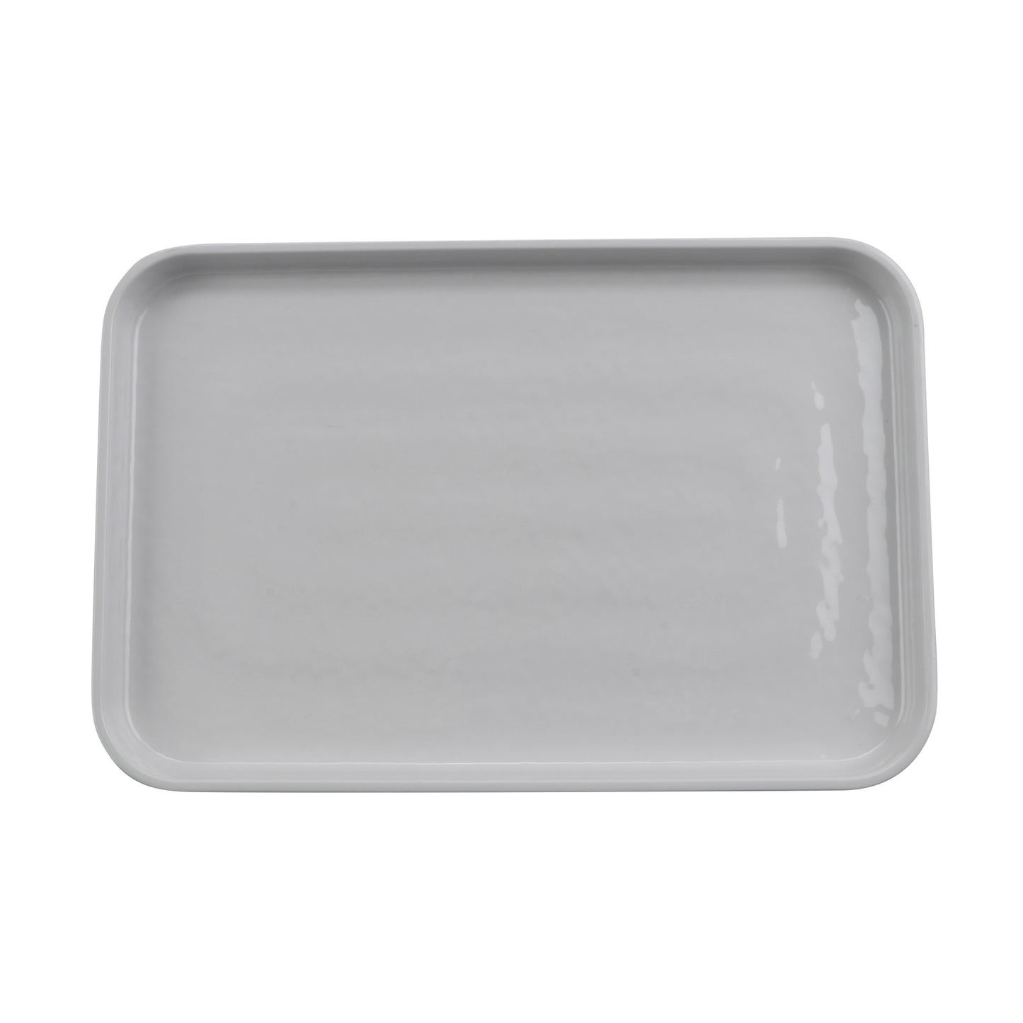12" x 8" Melamine Rectangular Plate, Glossy White inside/ Gray Matte outside, GET. Roca. (12 Pack)