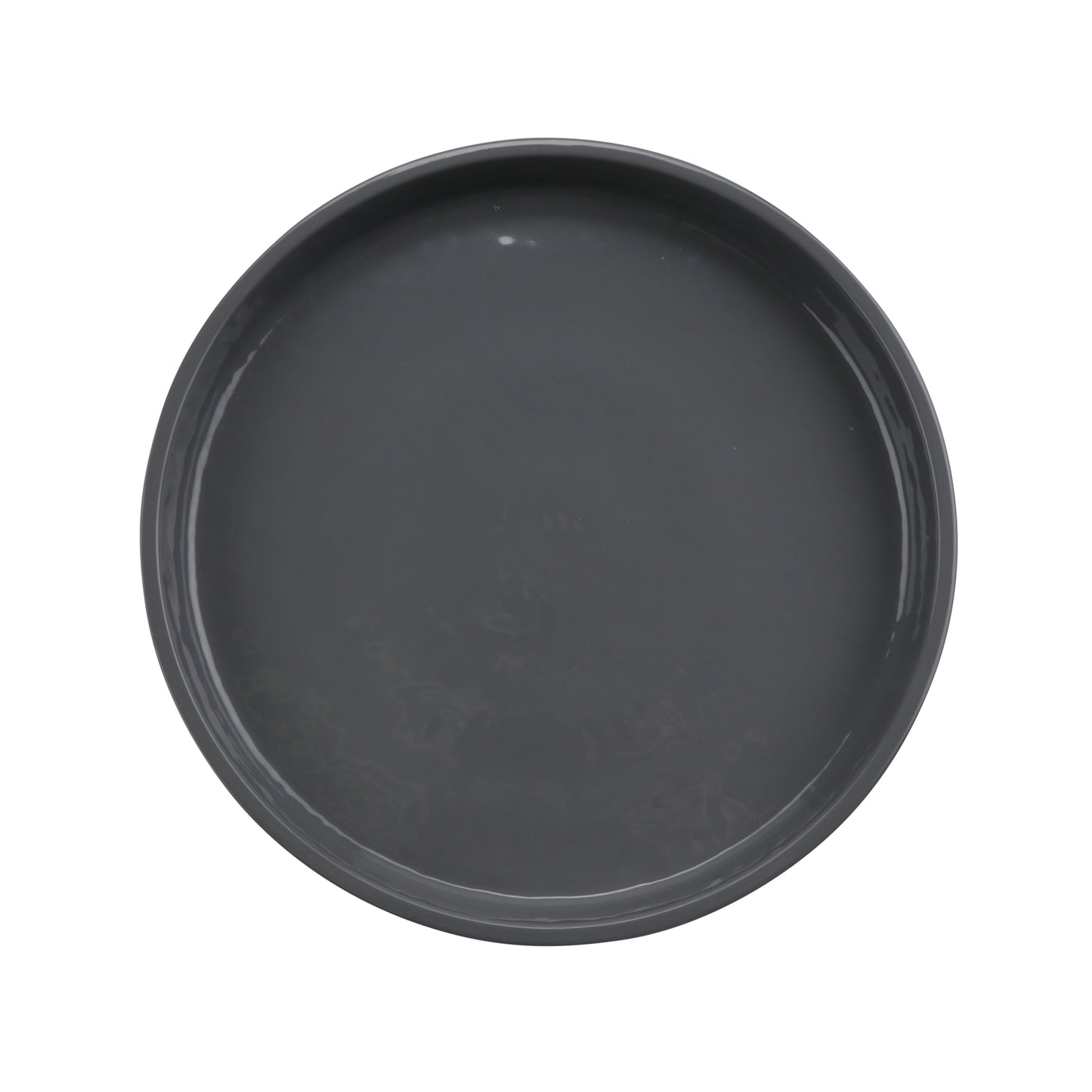 7" Round Edged Melamine Dinner Plate, Glossy Gray inside/ Black Matte outside, GET. Roca. (12 Pack)