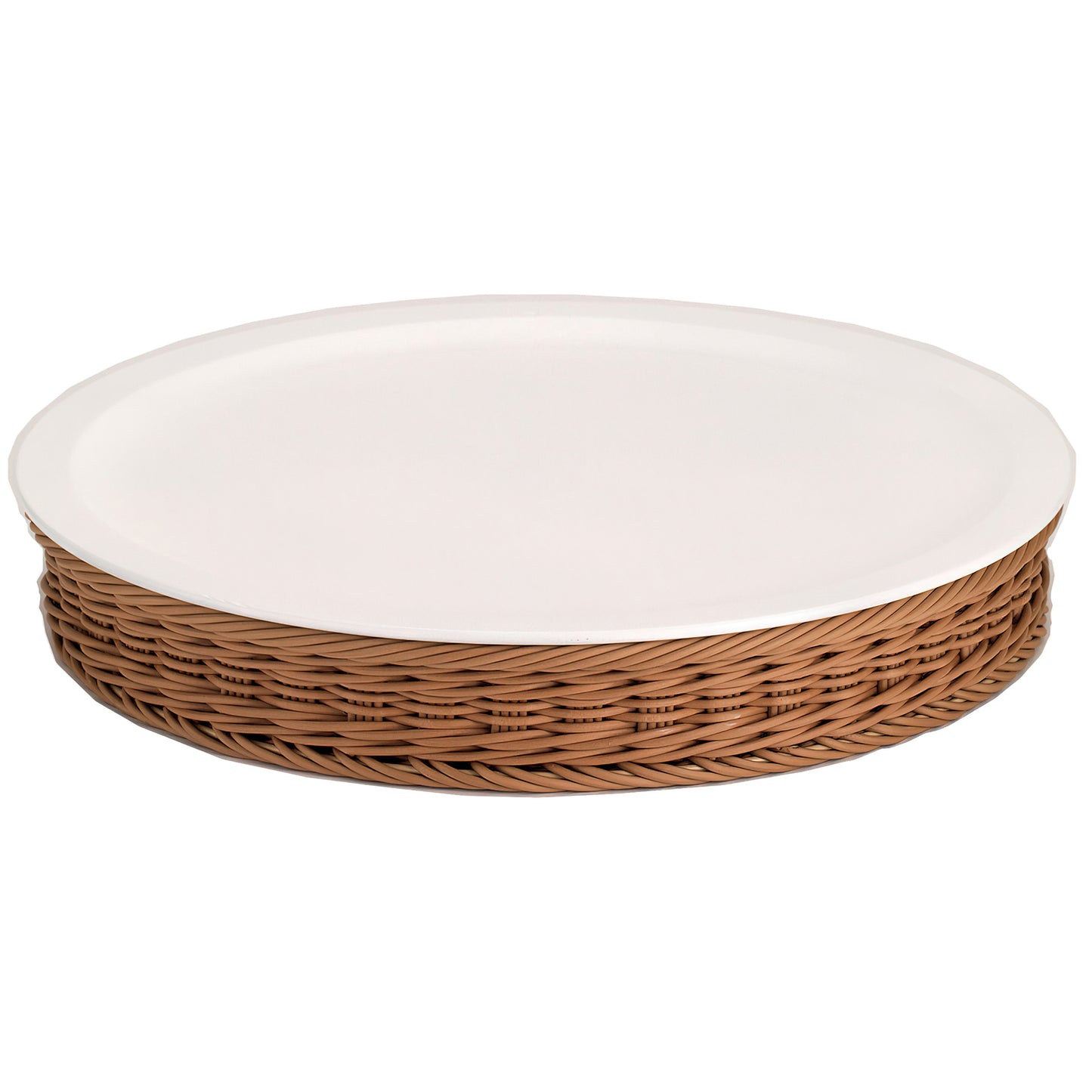 16.1" Cold Food Display Set with Tan Wicker Basket Base.