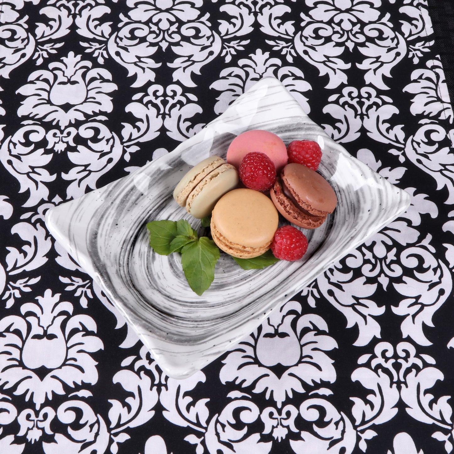 Melamine Rectangular Plate - Black Design