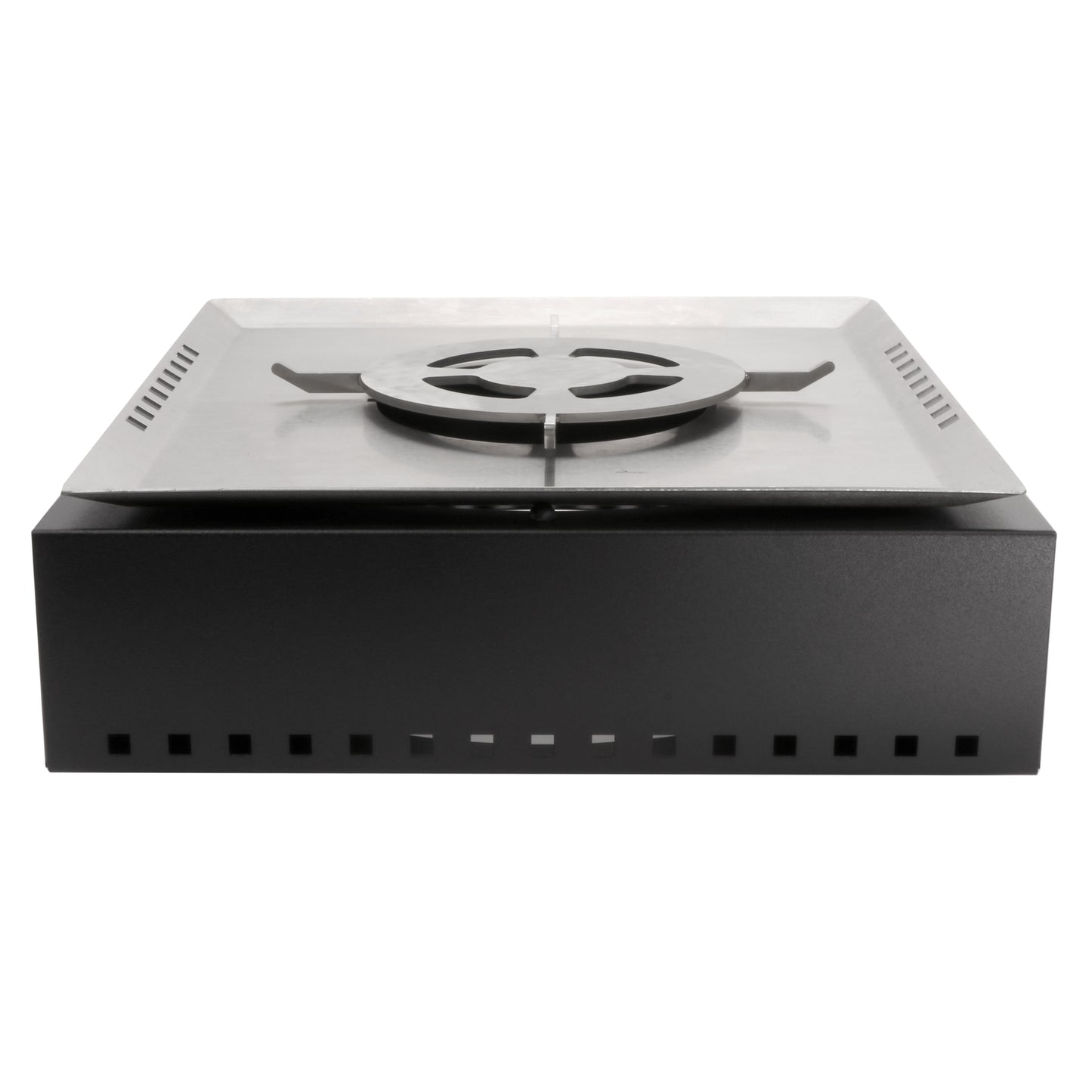 Strata Square Single Warmer Kit, includes: (1) 15-1/2" x 15-1/2" stainless steel single grate Warmer Top ST11702015, (1) 16-1/2" x 16-1/2" x 5-1/4" 18 gauge powder coated galvanized steel base unit with protective case, G.E.T. STRATA BUFFET SYSTEM ST11702