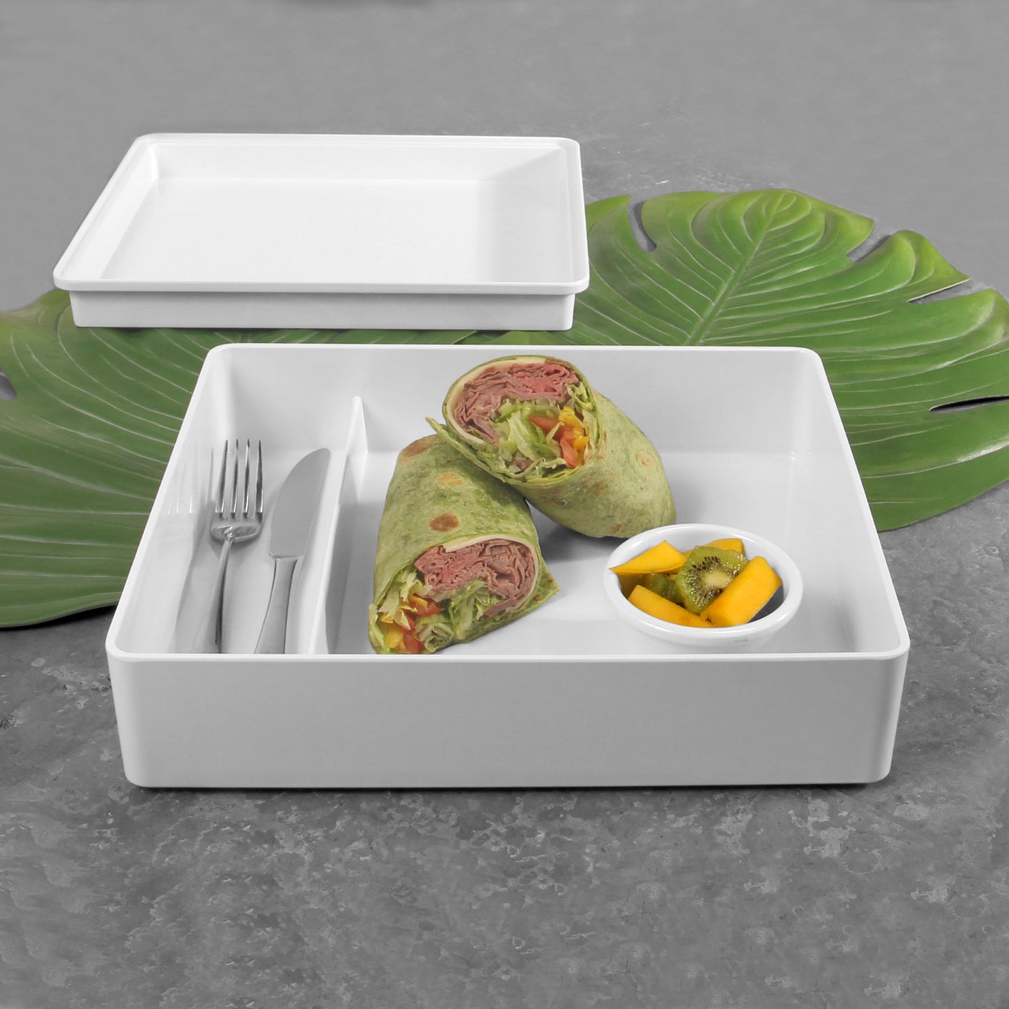 Melamine Two Compartment Cabana Box - White