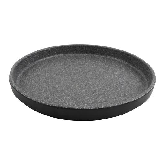 10" infuse stone grey/black melamine plate with edge rim (medium), 10"L x 10"W x 1.4"H, GET, cheforward