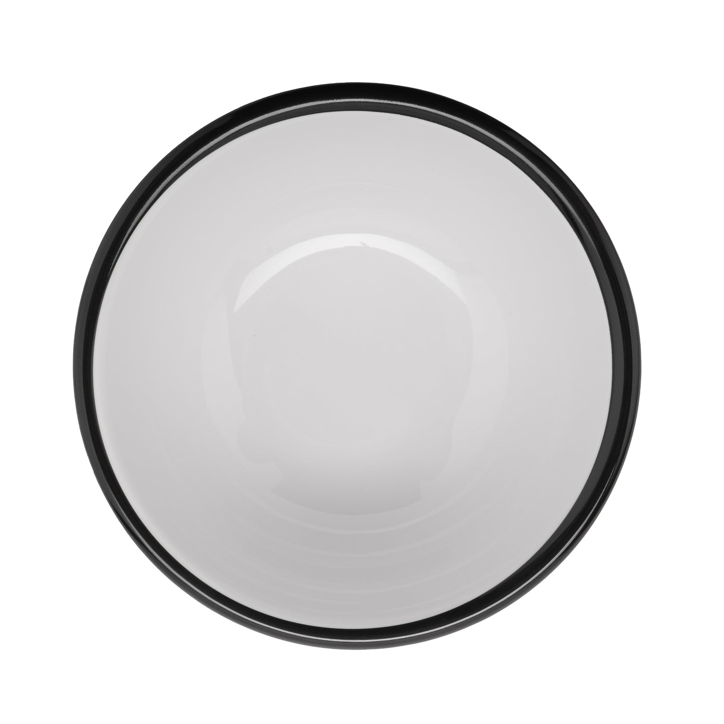 14 oz. White with Black Trim, Enamelware Melamine Round Salad, Soup Bowl, 16 oz. rim-full, 5.25" dia., 2.25" deep, G.E.T. Settlement Bistro (12 Pack)