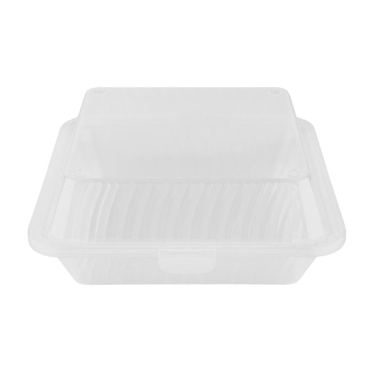 Single Entree, Polypropylene, Clear, Food Reusable Container, 9" L x 9" W x 3.5" H, G.E.T. Eco-Takeout's (12 Pack)