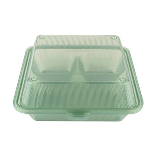 3-Compartment, Polypropylene, Jade, Food Reusable Container, 9" L x 9" L x 3.5" H, G.E.T. Eco-Takeout's (12 Pack)