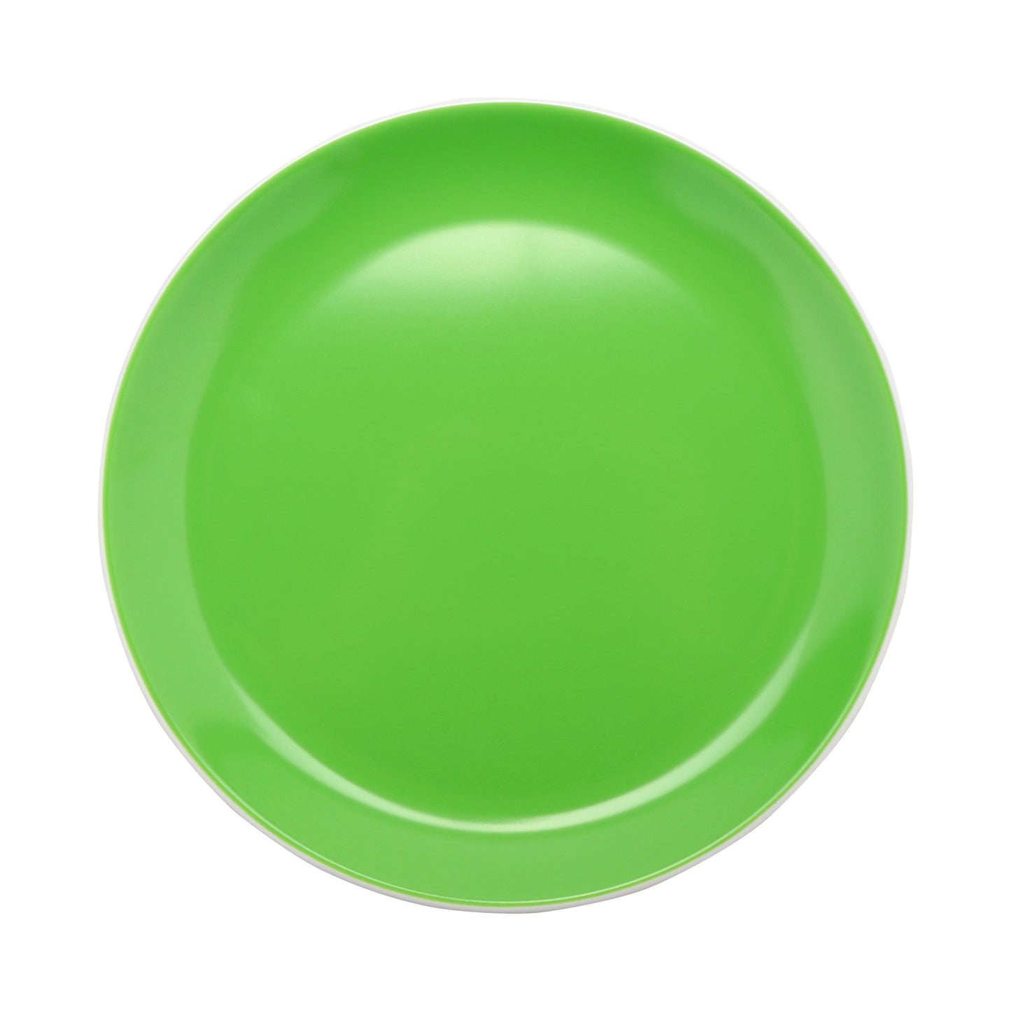 9.5" Green with White Trim, Melamine Small Round Dinner Plate, G.E.T. Settlement Oasis (12 Pack)