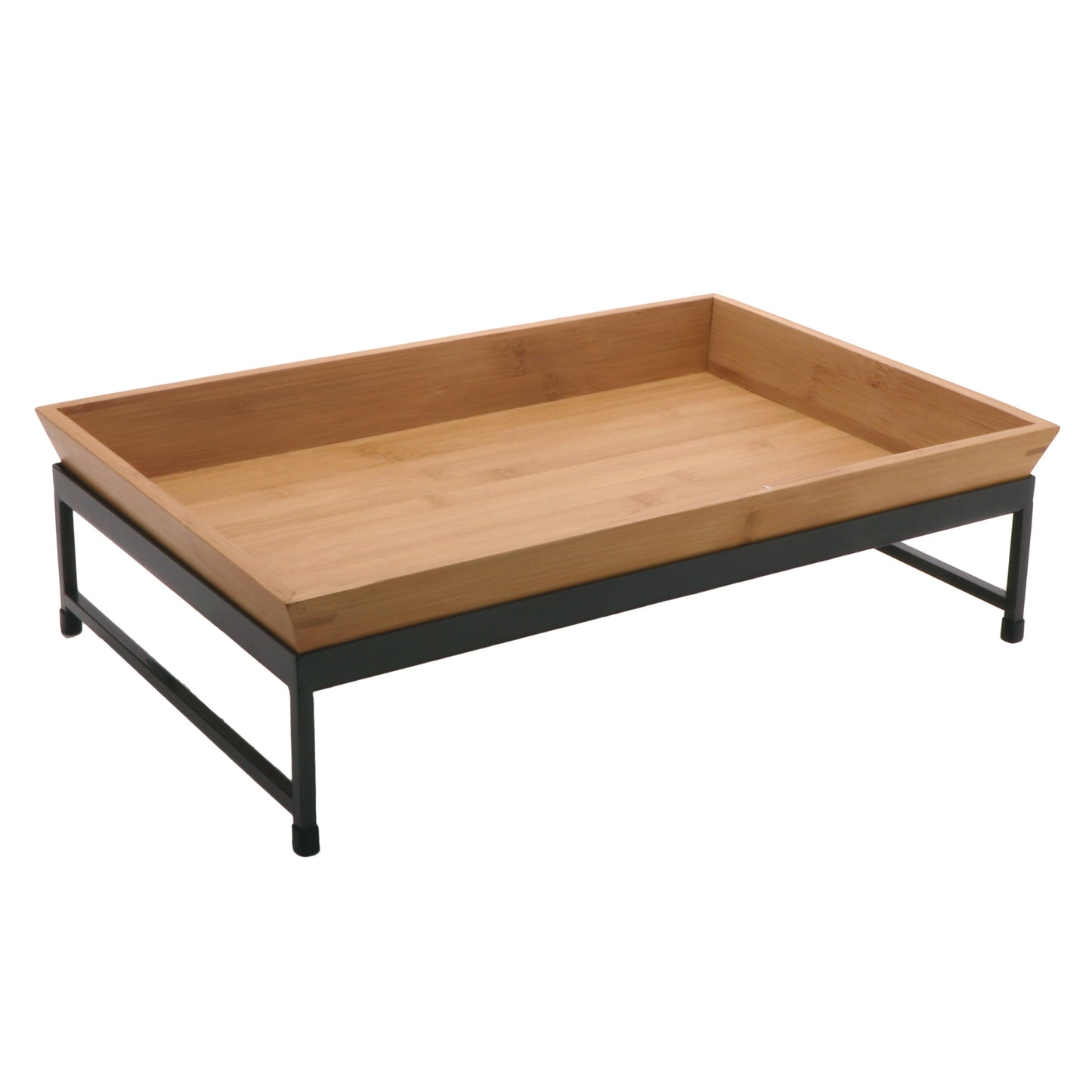 1-Tier Flat Display Stand Set, Includes IR-736-MG Stand and 1-Each BAMTRY-01 Bamboo Wooden Tray