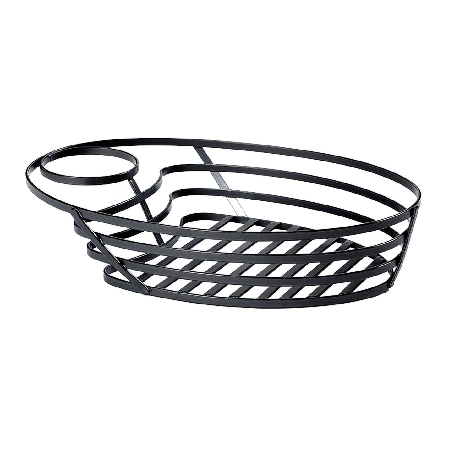 9.75" x 6.75" Oval Metal Wire Basket w/ One Sauce Cup Holder