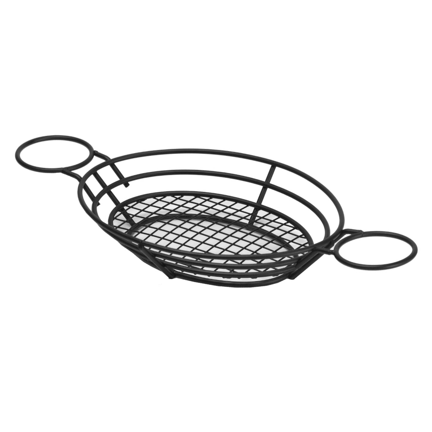 Oval Metal Wire Basket with Two Sauce Cup Holders