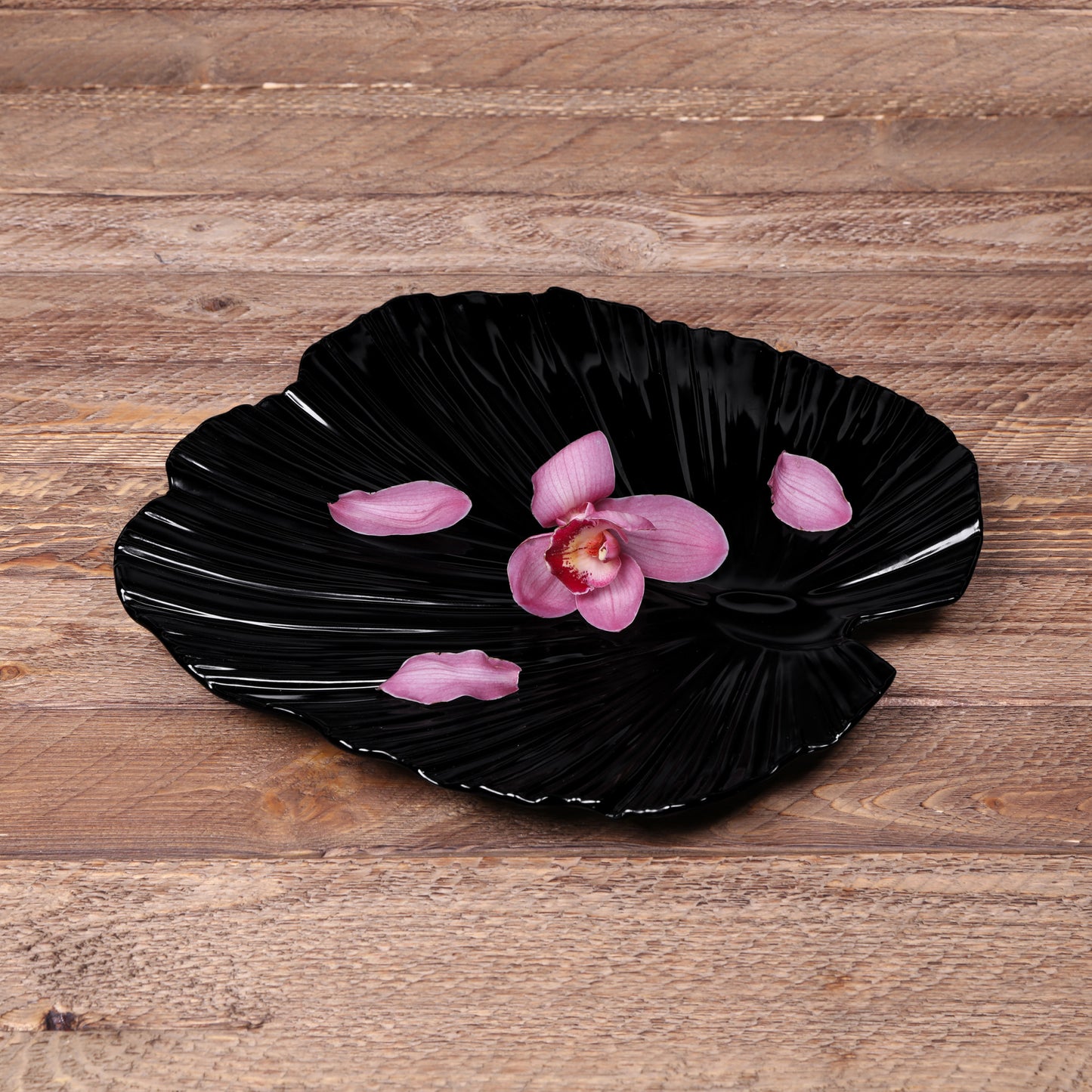 Melamine Large Palm Leaf Platter - Black