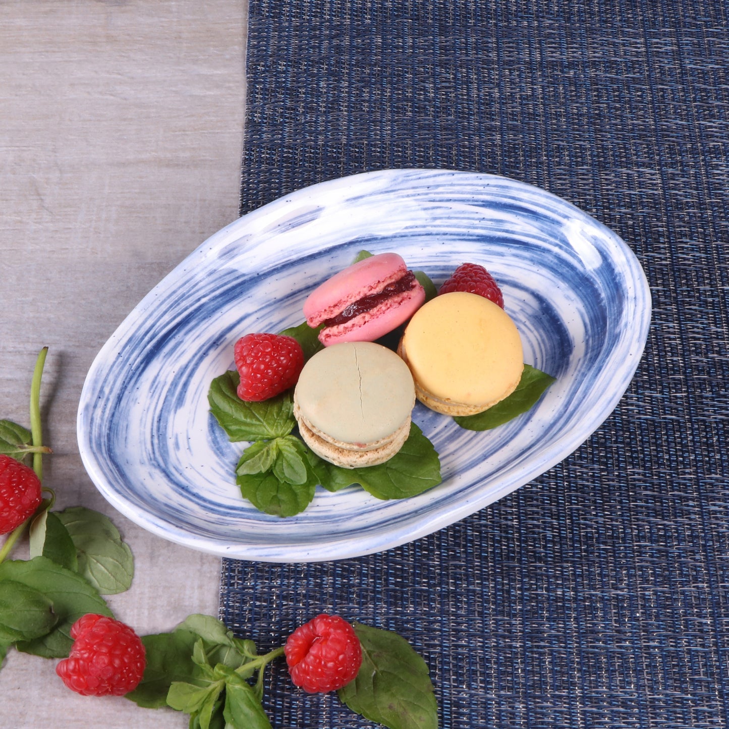 Melamine Deep Oval Plate - Navy Design