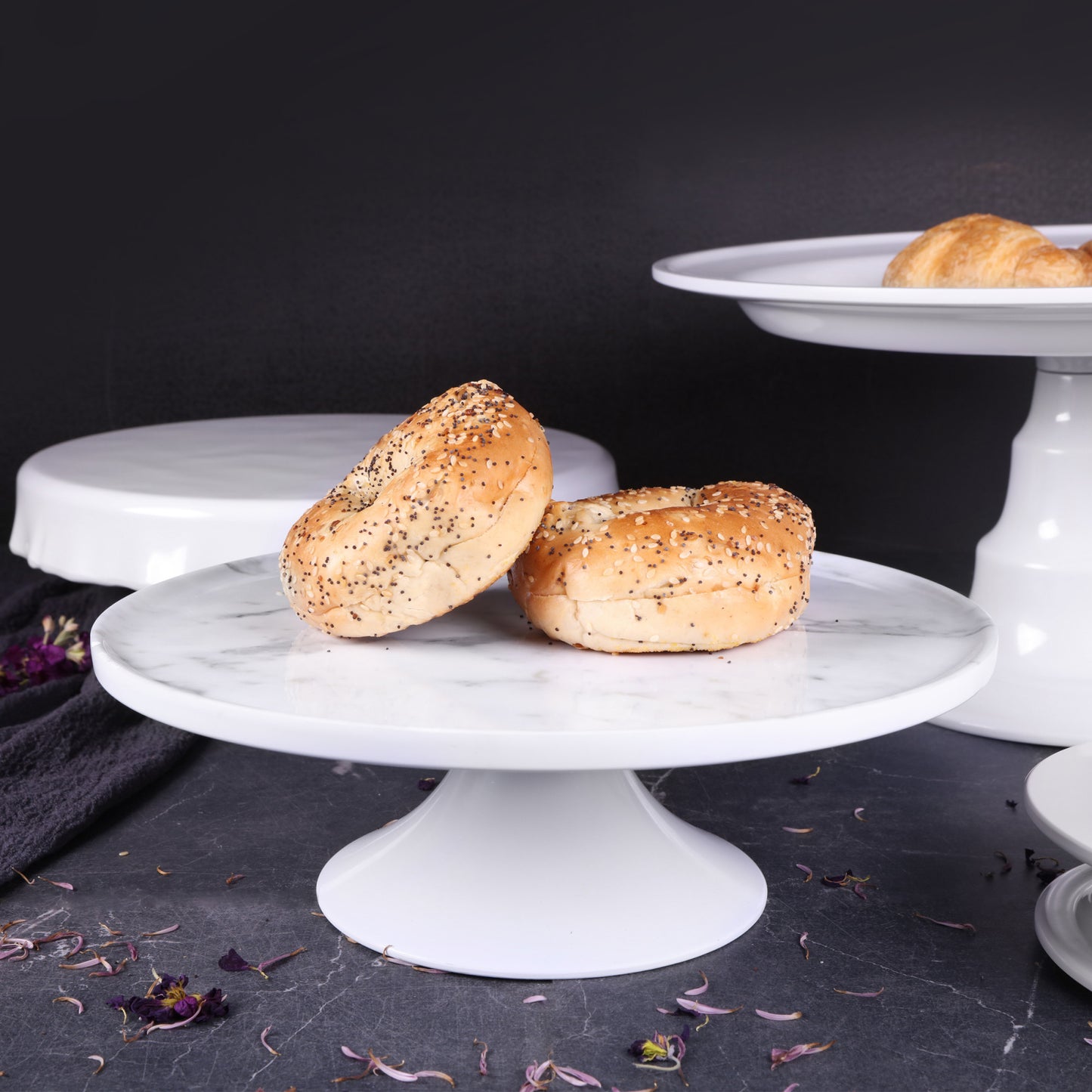 Melamine Round Plate Stand - Carrara Marble