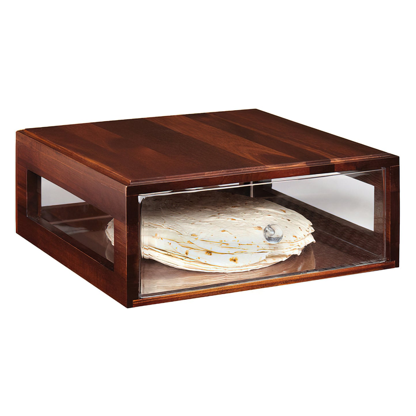 14.75" x 12.75" Rectangular Stackable Wood Bread Box with Acrylic Drawer, 5" tall