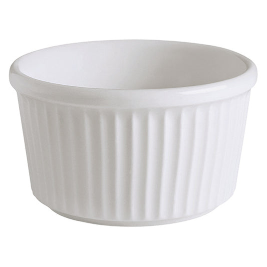 10.7 oz. Bright White Porcelain Large Ramekin  w/Ribbed Texture, 4 1/4" Dia., Corona Actualite (Stocked) (12 Pack)