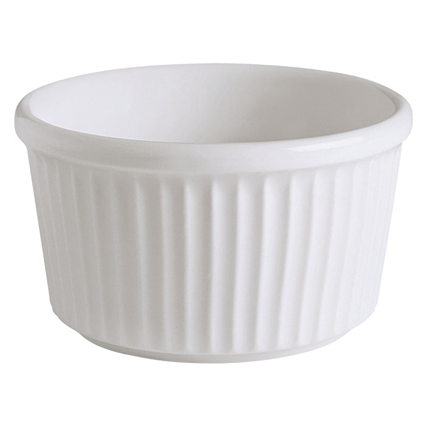 10.7 oz. Bright White Porcelain Large Ramekin w/Ribbed Texture, 4 1/4" Dia., Corona Actualite (12 Pack)