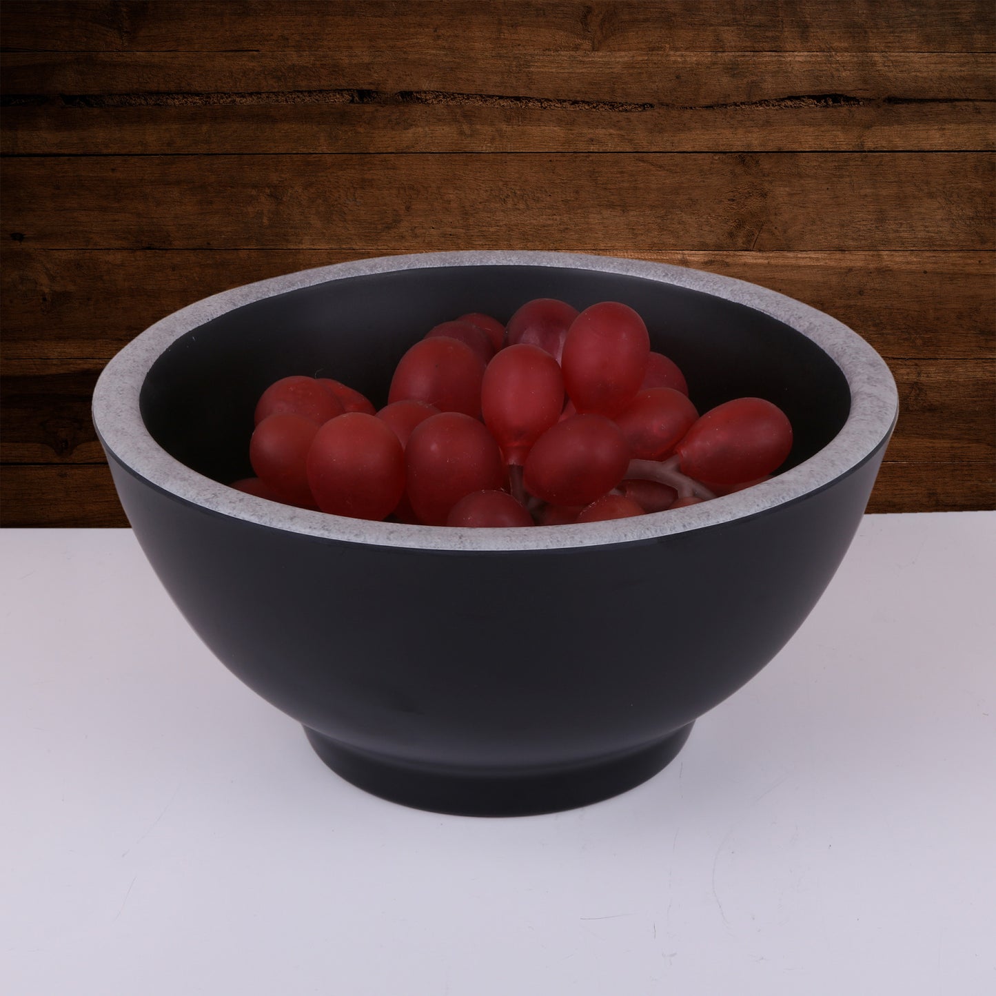 Melamine Round Bowl - Black w/ Silver Decal