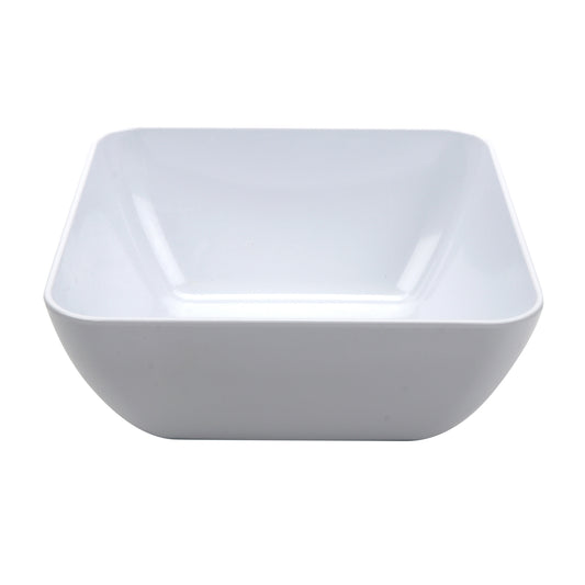 4 qt. Melamine, White, Square Large Display Bowl with Rounded Corners, (4.1 qt. rim-full), 3.25" Deep, G.E.T. Midtown