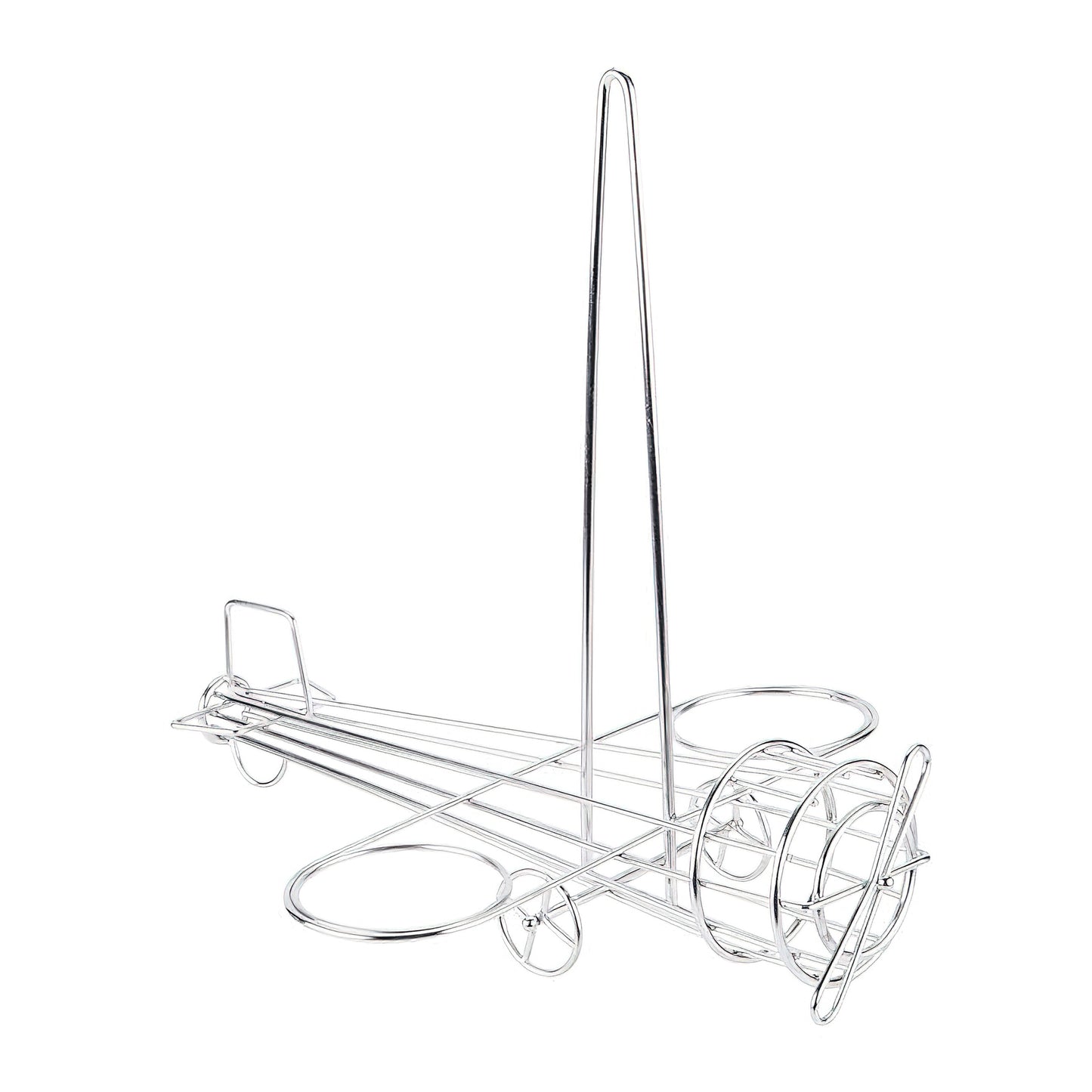 Stainless Steel Onion Ring Tower with Two Sauce Cup Holders