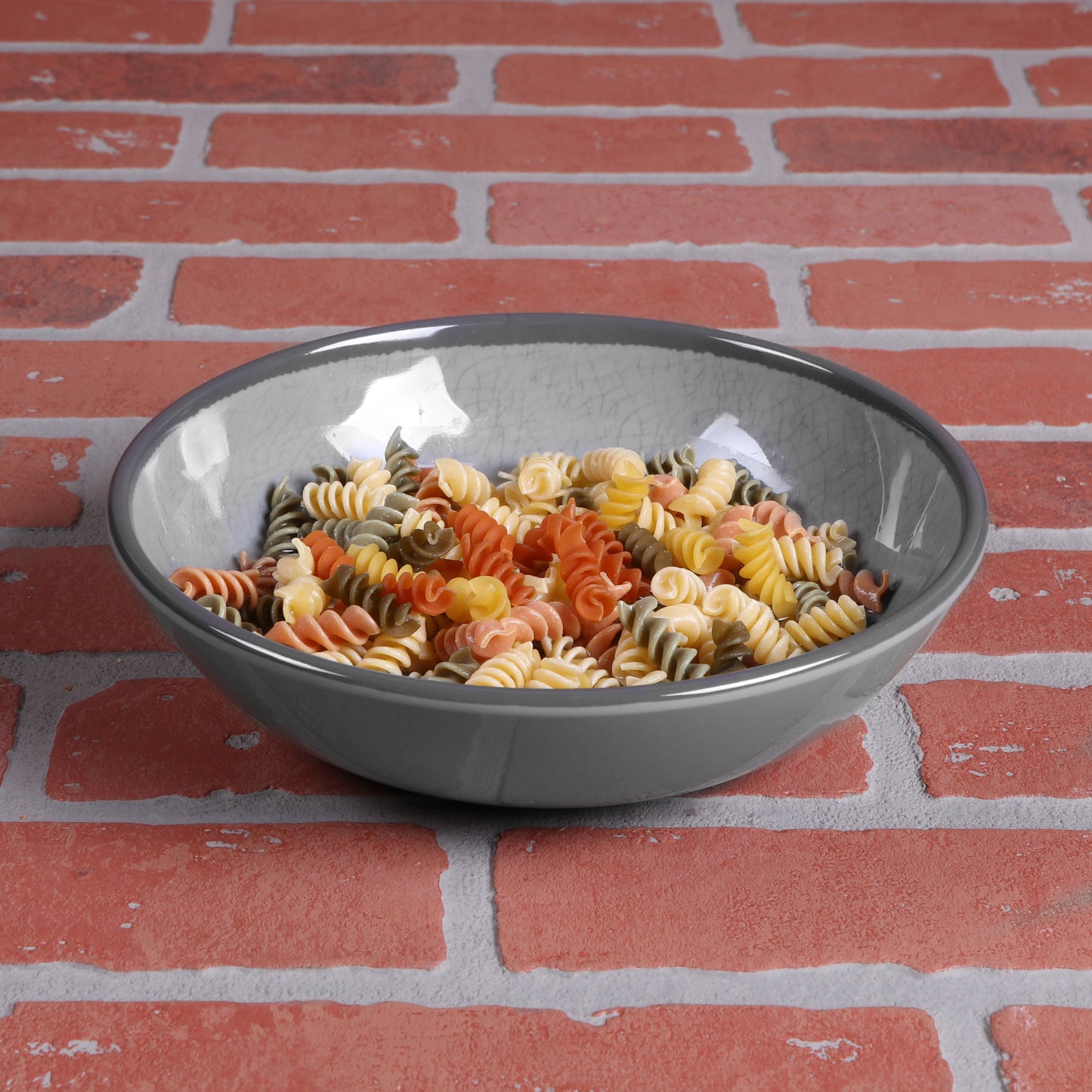 Melamine Round Crackle Bowl - Gray
