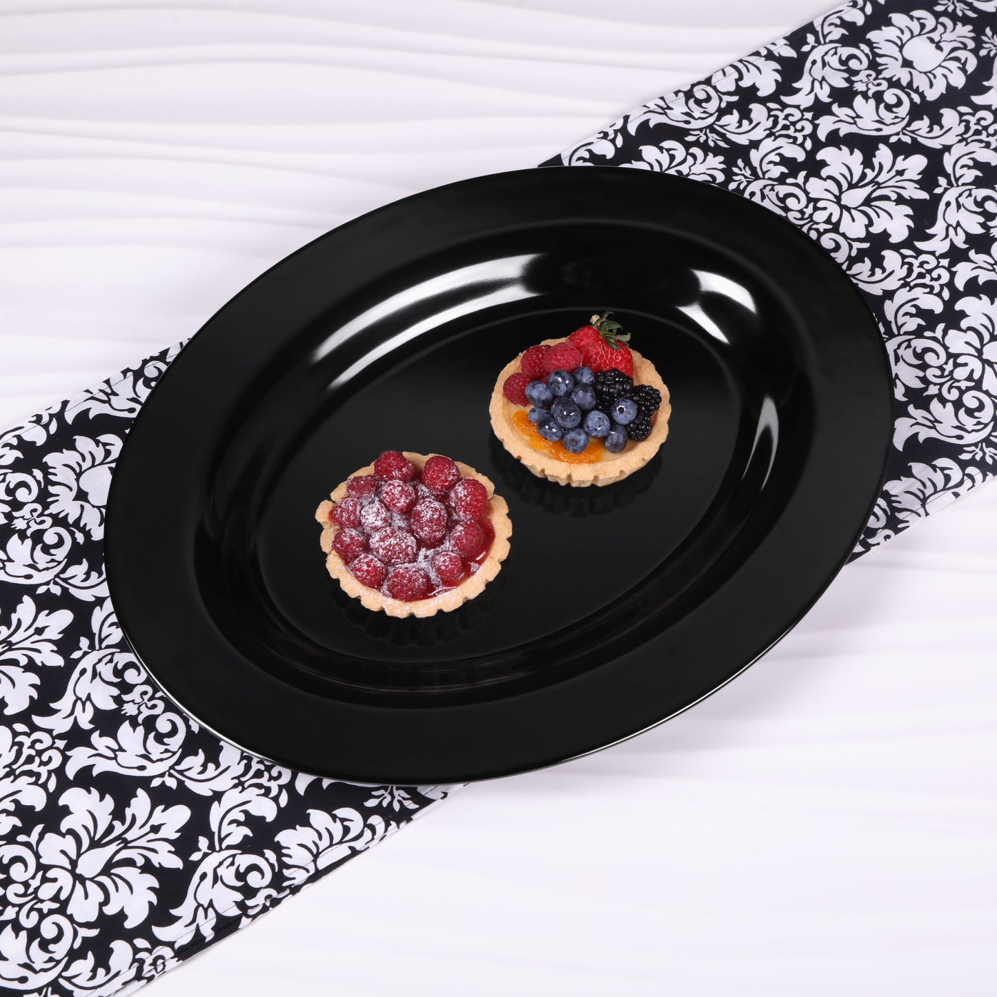 Melamine Wide Rim Oval Platter - Black