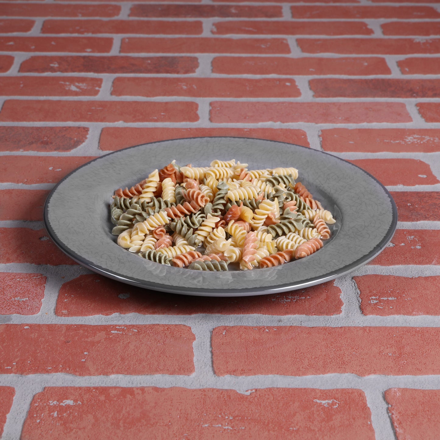 Melamine Round Crackle Plate - Gray