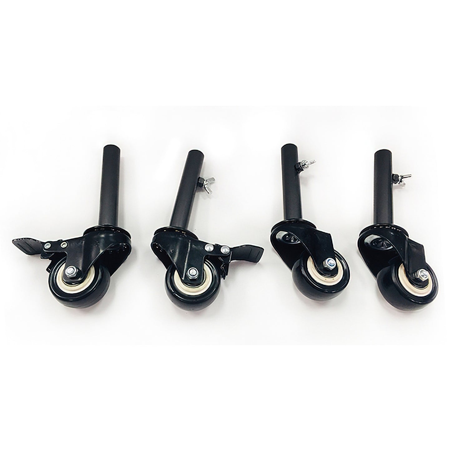 Stem Swivel Locking Polyurethane 2" Dia. Caster Wheels Set for 5-Tier Pane and Tilted Pan Stands (fits IR-900, IR-906, IR-951, IR-951T). Set Includes 2 Caster Wheels with Breaks and 2 Swivel Stem Casters