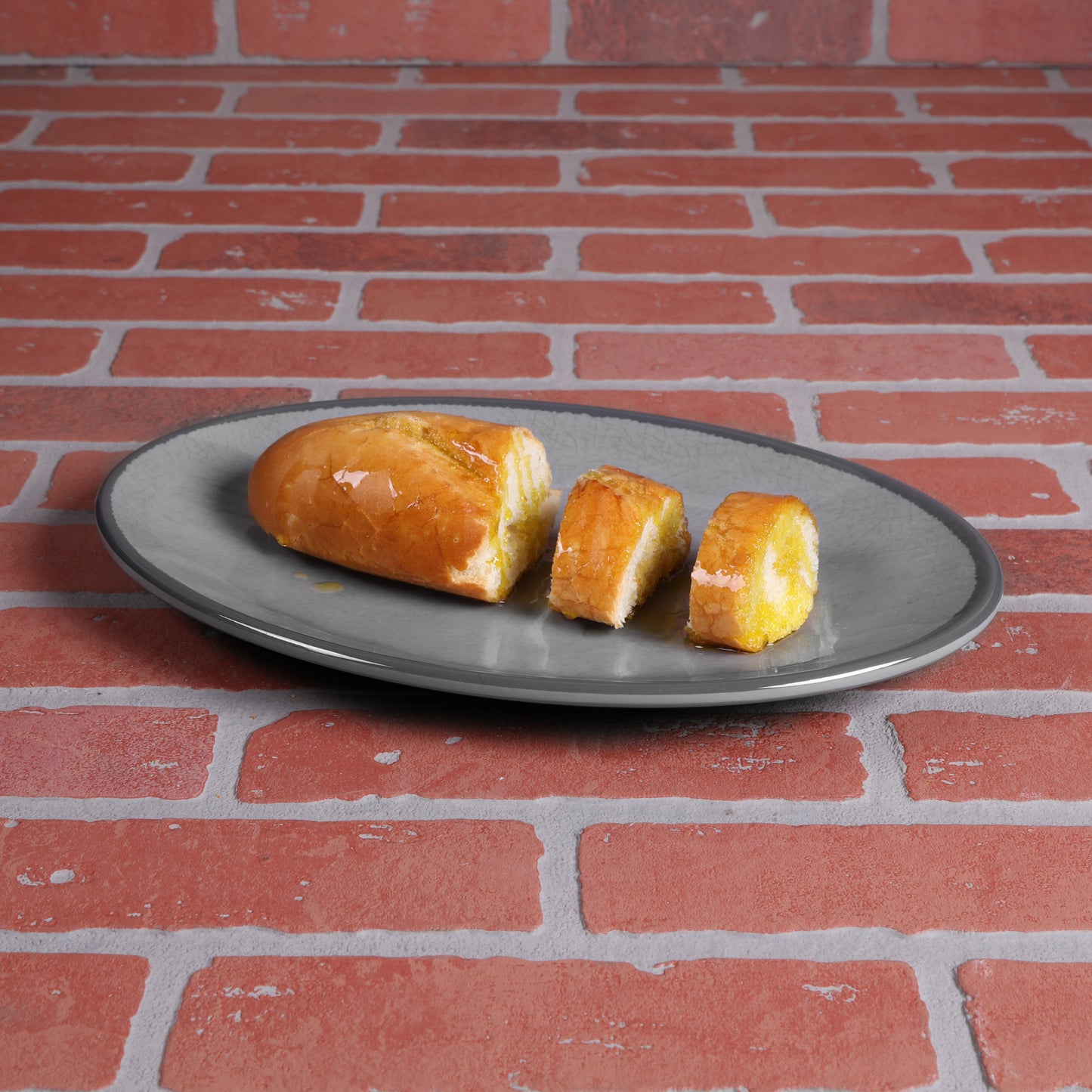 Melamine Oval Crackle Plate - Gray