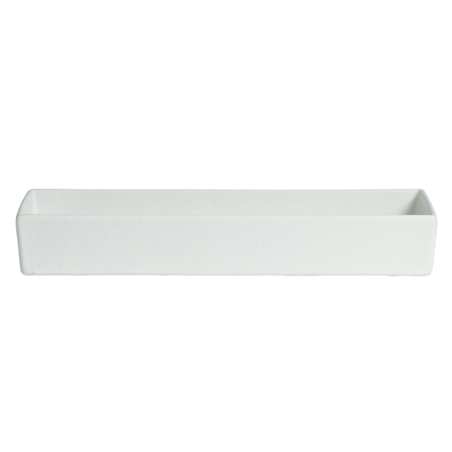 2.1 qt., 6.97" x 19.84" Rectangular Straight Sided Salad Bar Bowl, 1.54" Deep, Bugambilia Classic Finish, White