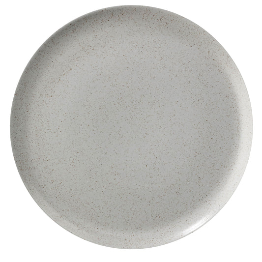 9" Speckled Grey Reactive Glaze Porcelain Coupe Plate, Corona Cosmos Moon (Stocked) (12 Pack)