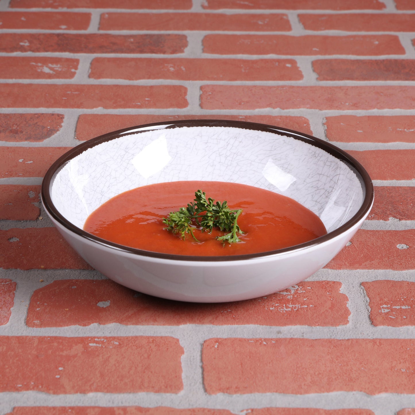 Melamine Round Crackle Bowl - White
