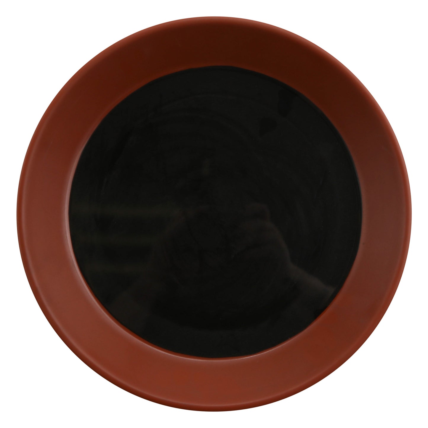 12" balance shiny black/matte terra cotta round melamine platter, 12"L x 12"W x 1.6"H, GET, cheforward