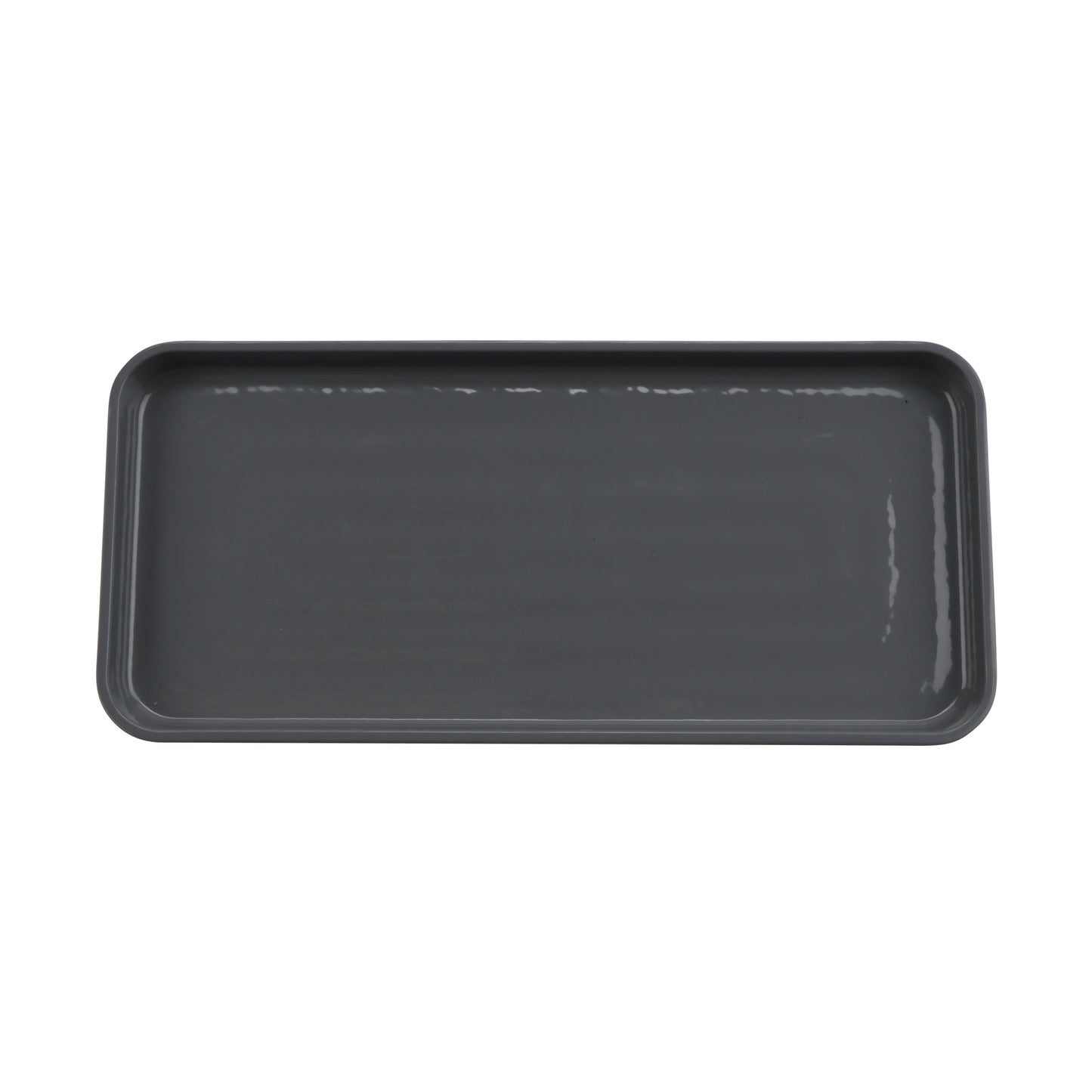 13" x 6" Melamine Rectangle Platter, Glossy Gray inside/ Black Matte outside, GET. Roca. (12 Pack)