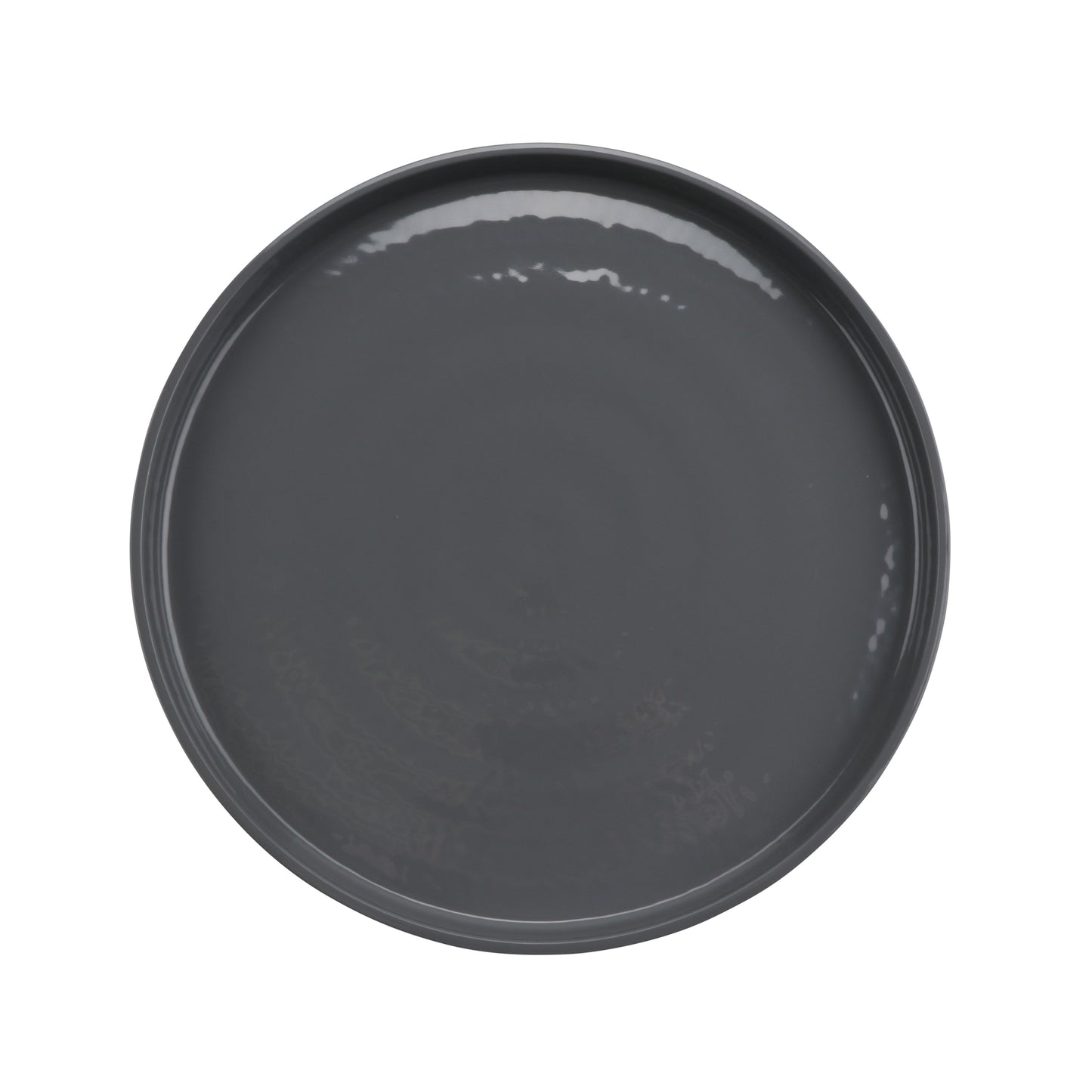 11" Round Edged Melamine Dinner Plate, Glossy Gray inside/ Black Matte outside, GET. Roca. (12 Pack)